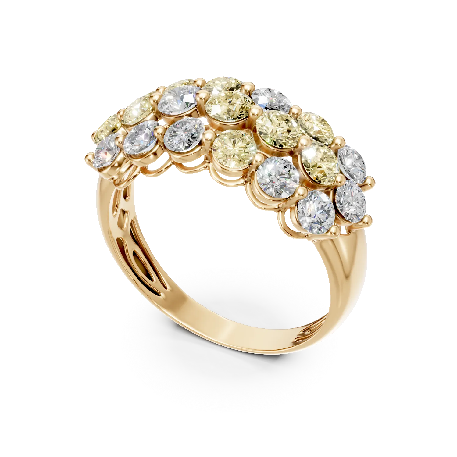 Inel din aur galben cu diamante multicolore de 2.28ct - imagine 2