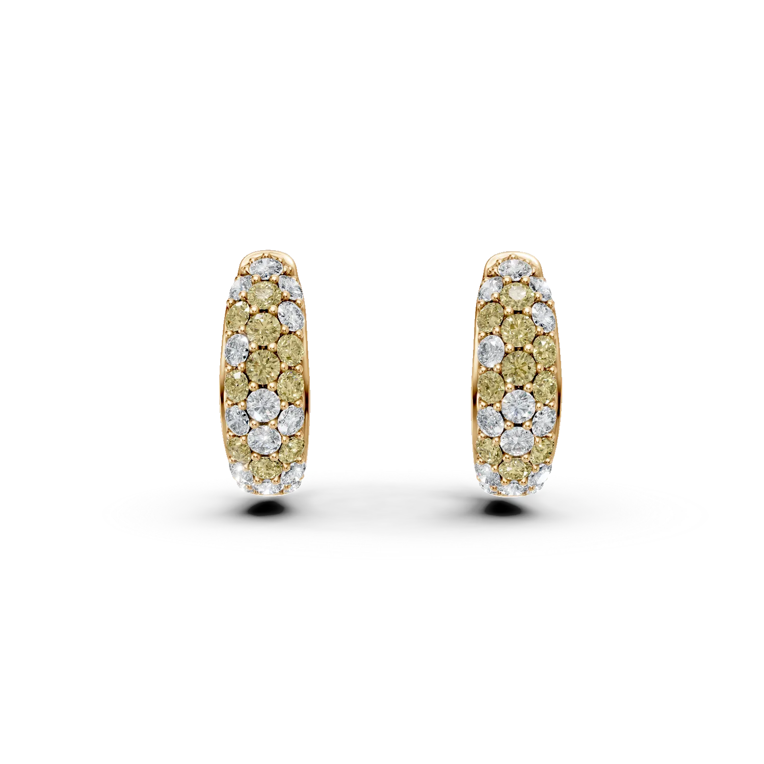 Yellow gold earrings with multicolored diamonds 1.42ct-200772