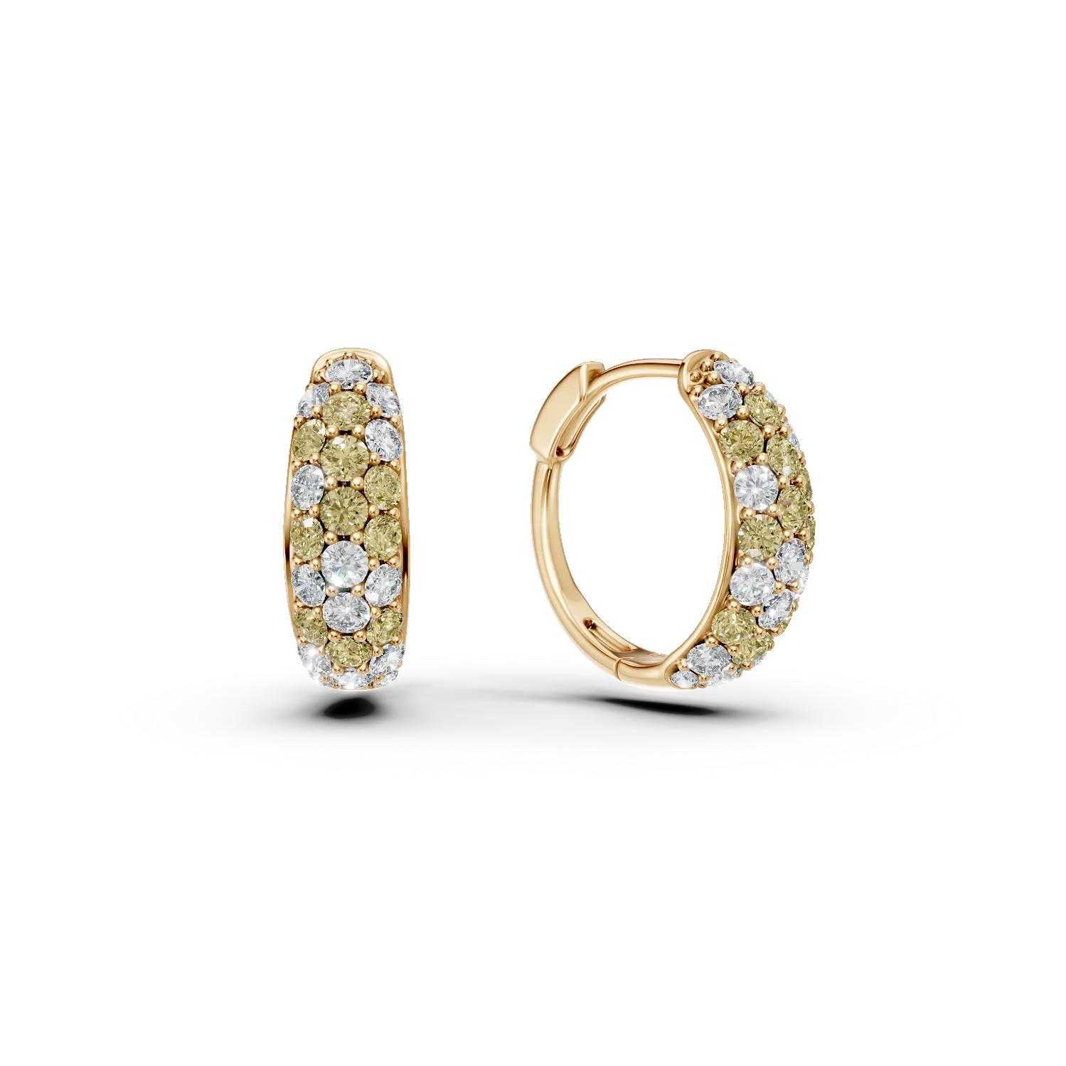Kolczyki z żółtego złota z wielokolorowymi diamentami 1.42ct