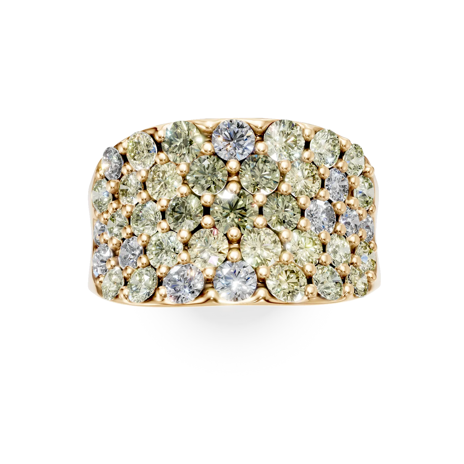 Pierścionek z żółtego złota z wielokolorowymi diamentami 1.68ct