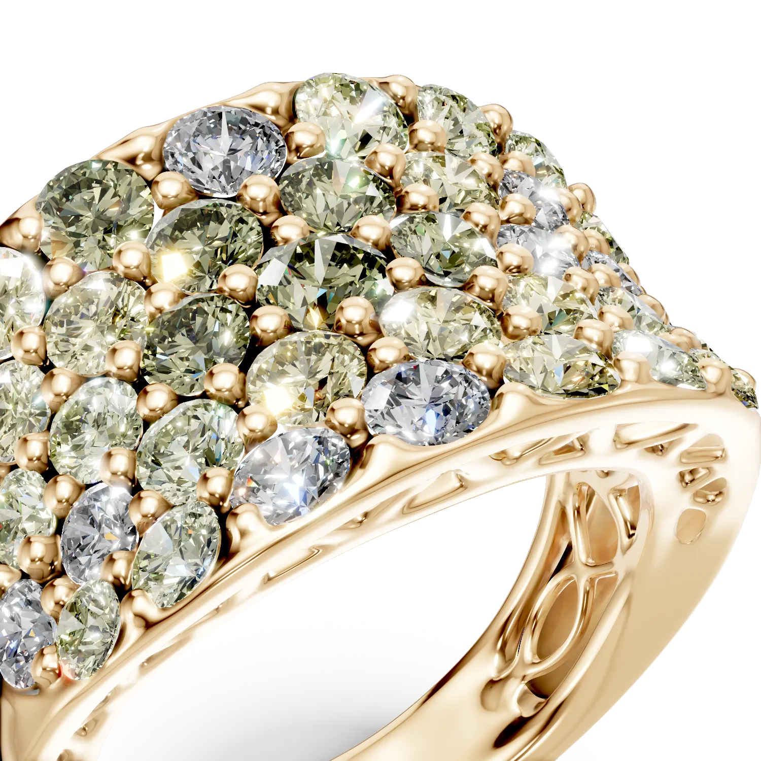 Inel din aur galben cu diamante multicolore de 1.68ct - imagine 4