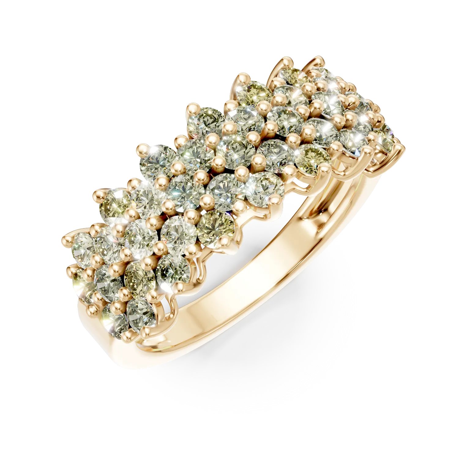 Yellow gold ring with multicolored diamonds 1.72ct-200795