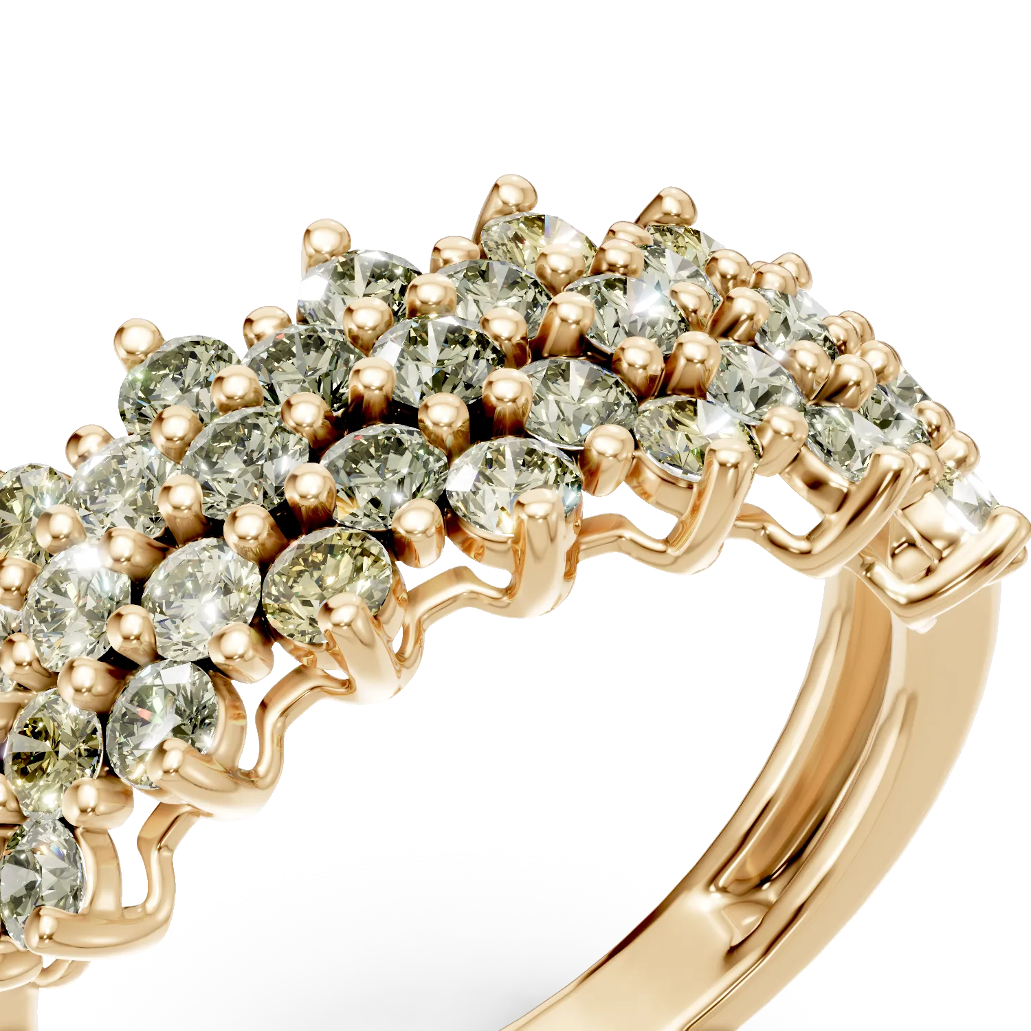Pierścionek z żółtego złota z wielokolorowymi diamentami 1.72ct