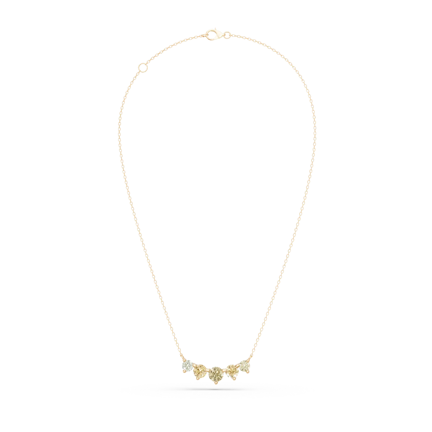 Yellow gold necklace with pendant and multicolored diamonds 0.88ct