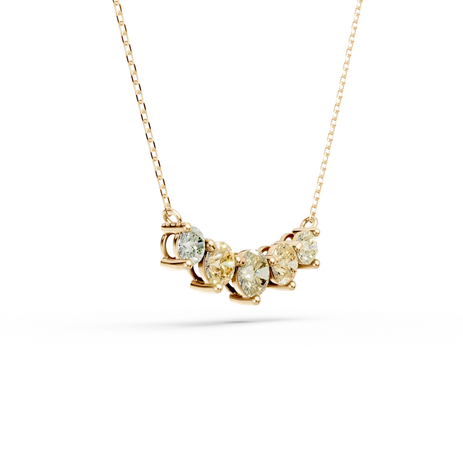 Yellow gold necklace with pendant and multicolored diamonds 0.88ct