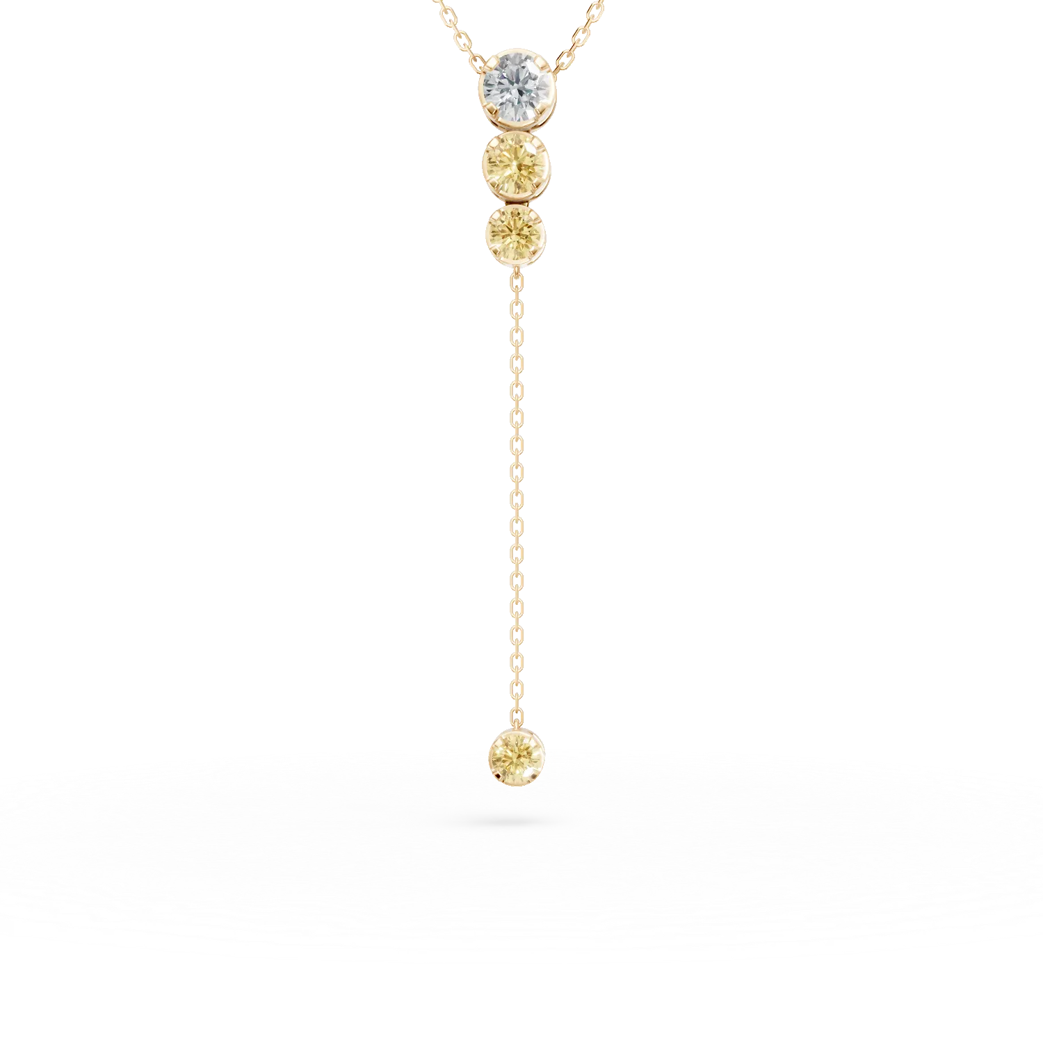 Teilor Lant cu pandantiv din aur galben cu diamante multicolore de 0.61ct
