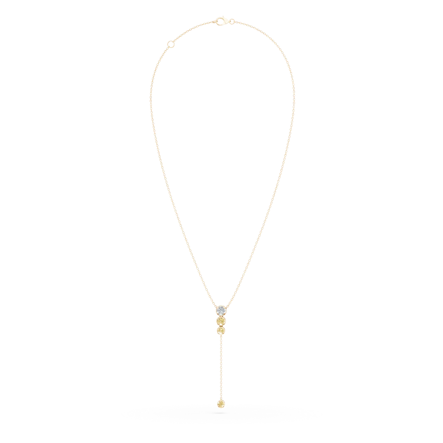 Yellow gold necklace with pendant and multicolored diamonds 0.61ct