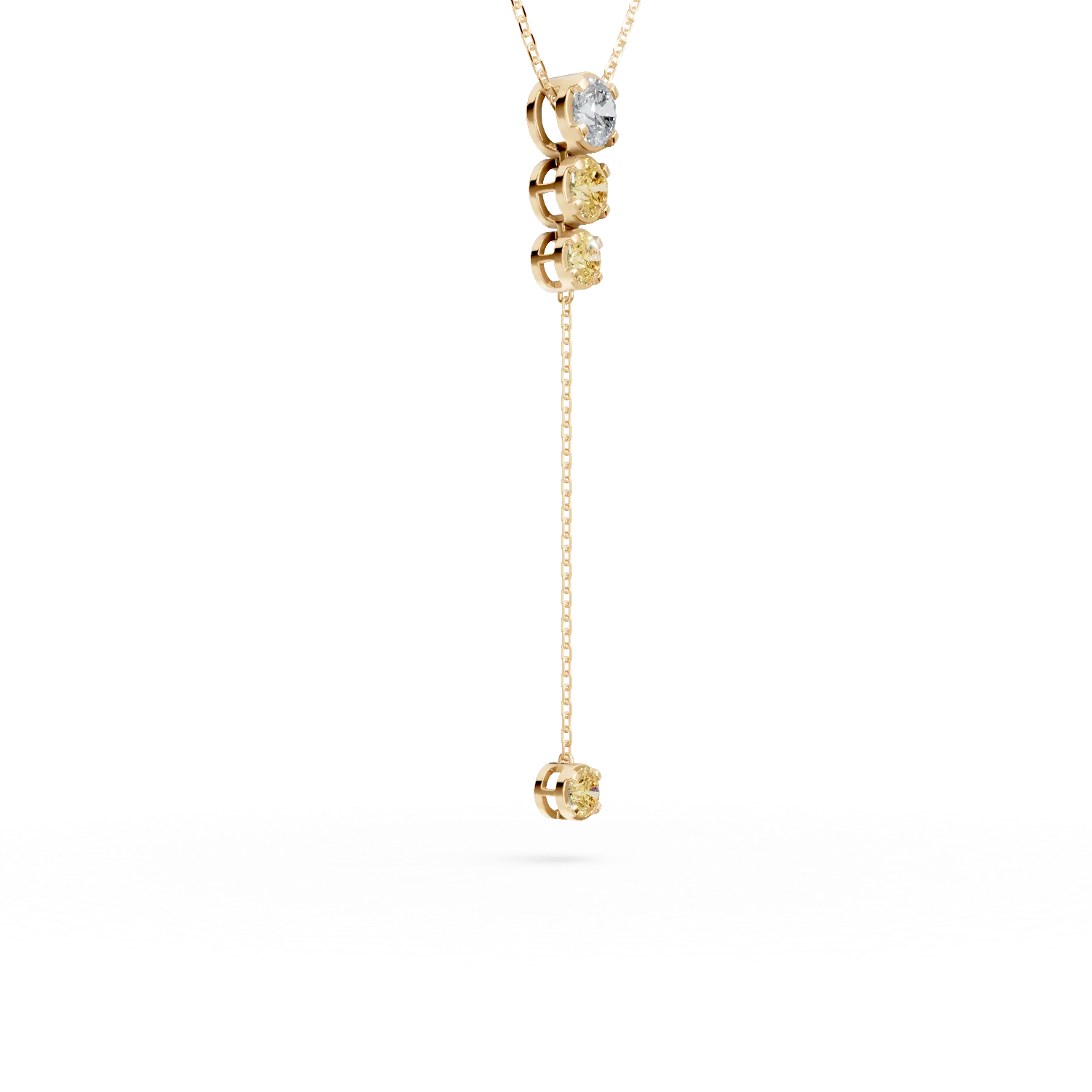 Yellow gold necklace with pendant and multicolored diamonds 0.61ct
