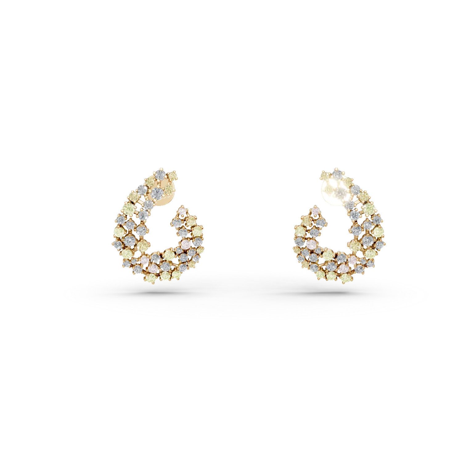 Cercei din aur galben cu diamante multicolore de 2.7ct
