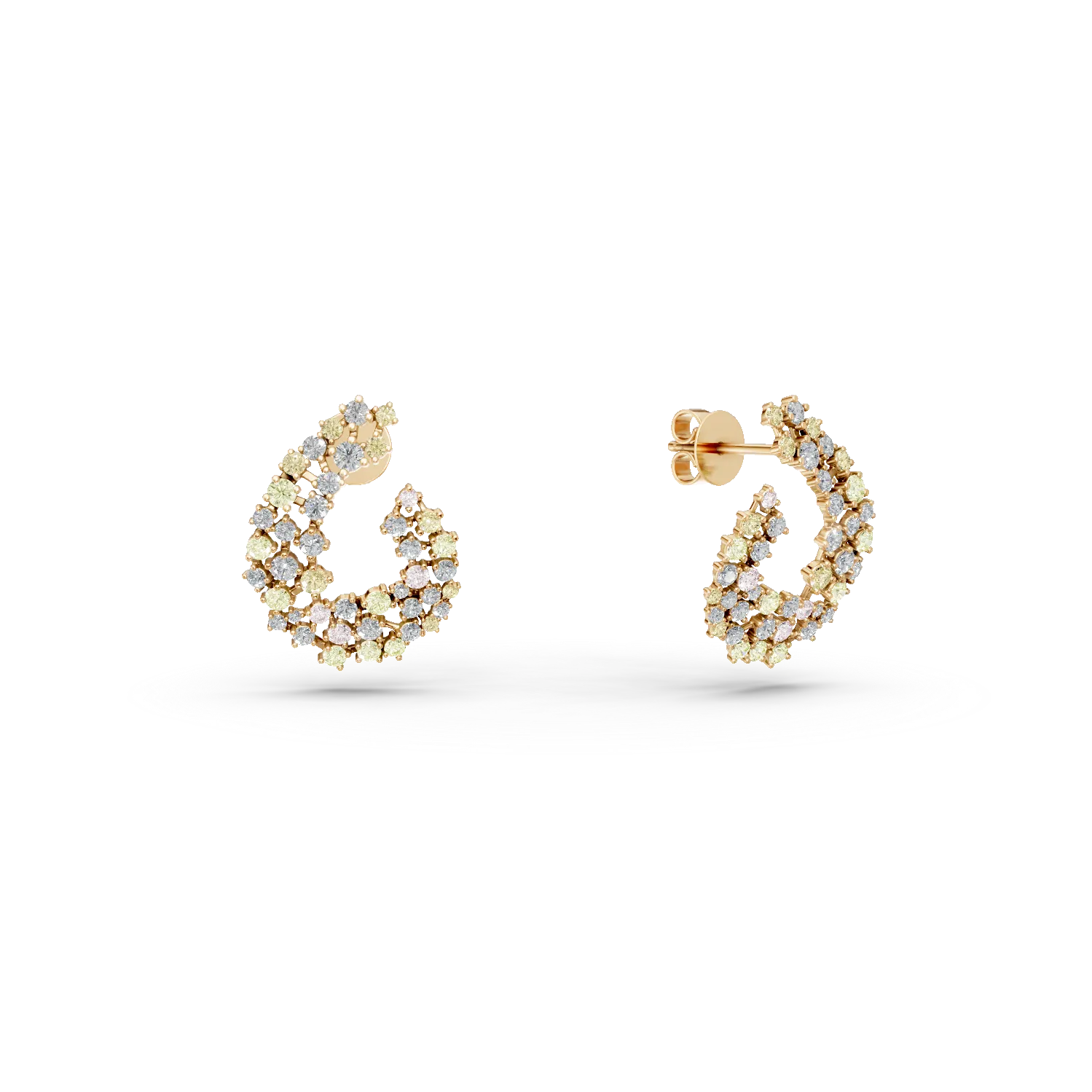 Kolczyki z żółtego złota z wielokolorowymi diamentami 2.7ct