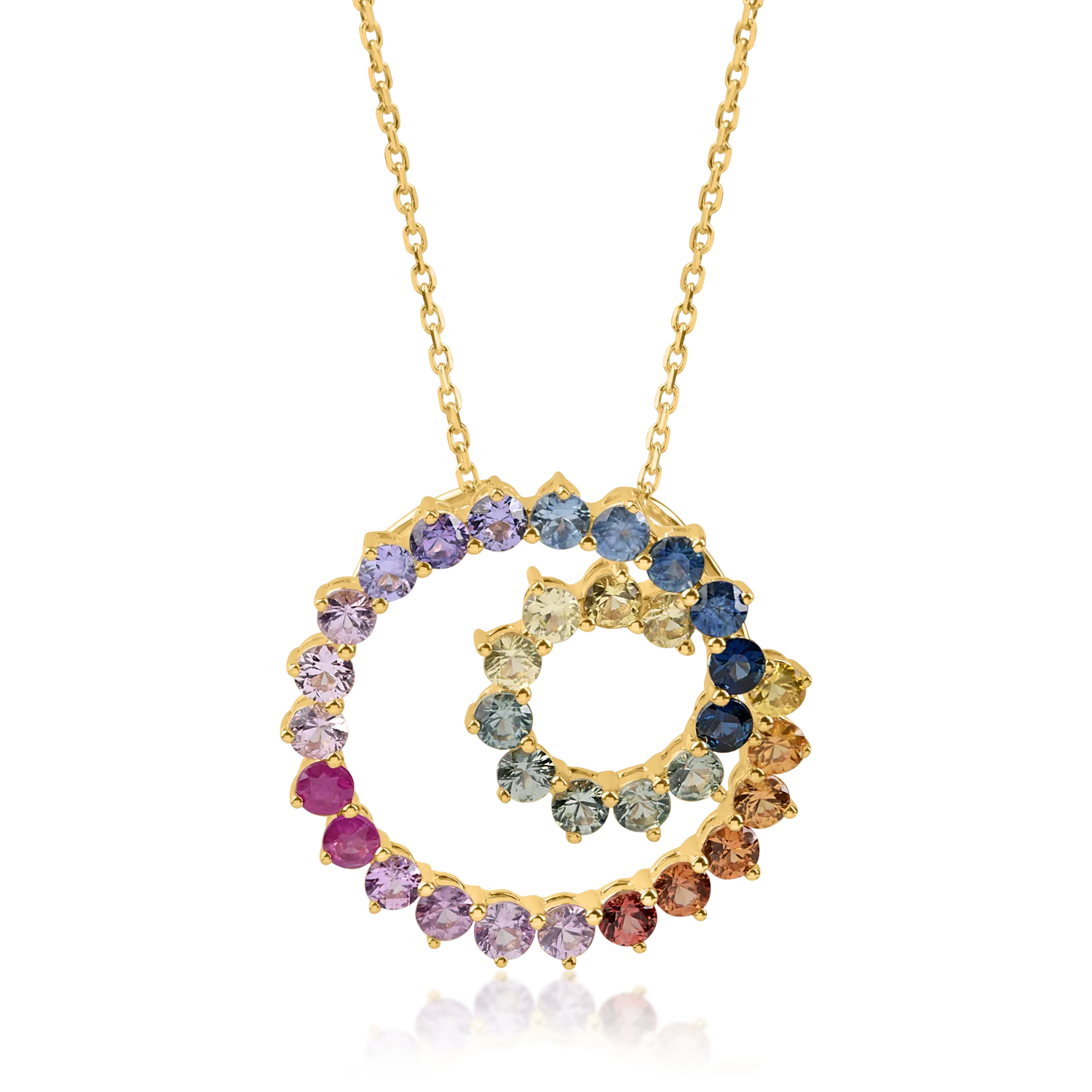 Sarga arany medalos nyaklanc 2.6ct tobbszinu safirokkal-200830