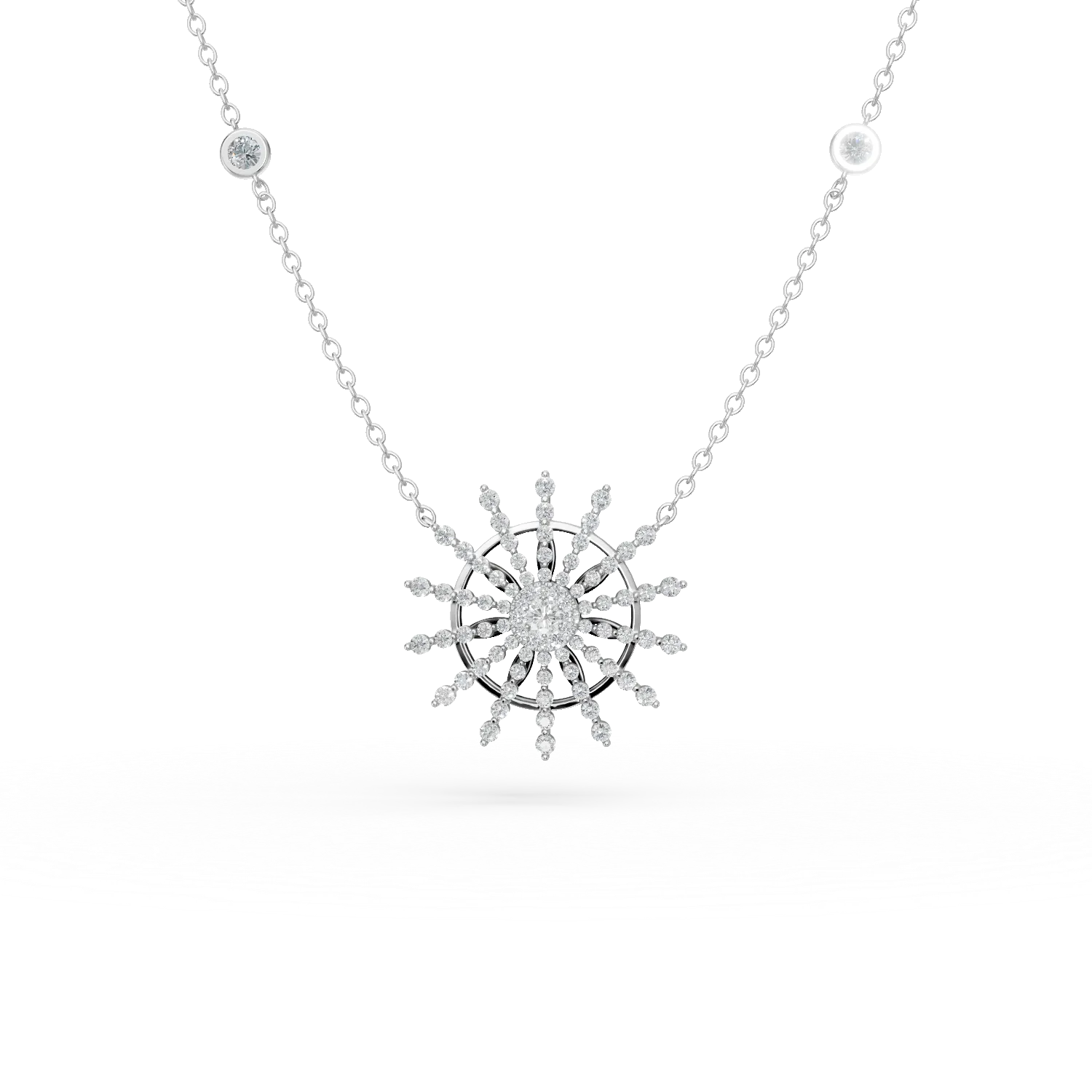 Teilor Lant cu pandantiv din aur alb cu diamante de 1.4ct