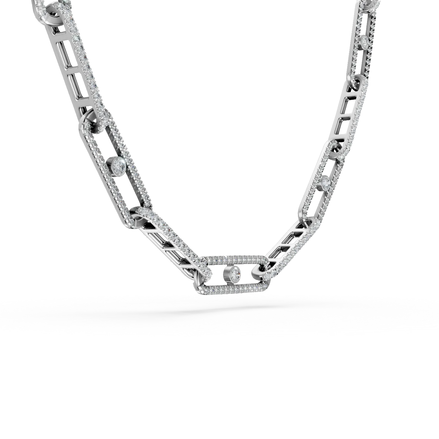Feher arany lanc nyaklanc 1.29ct gyemantokkal