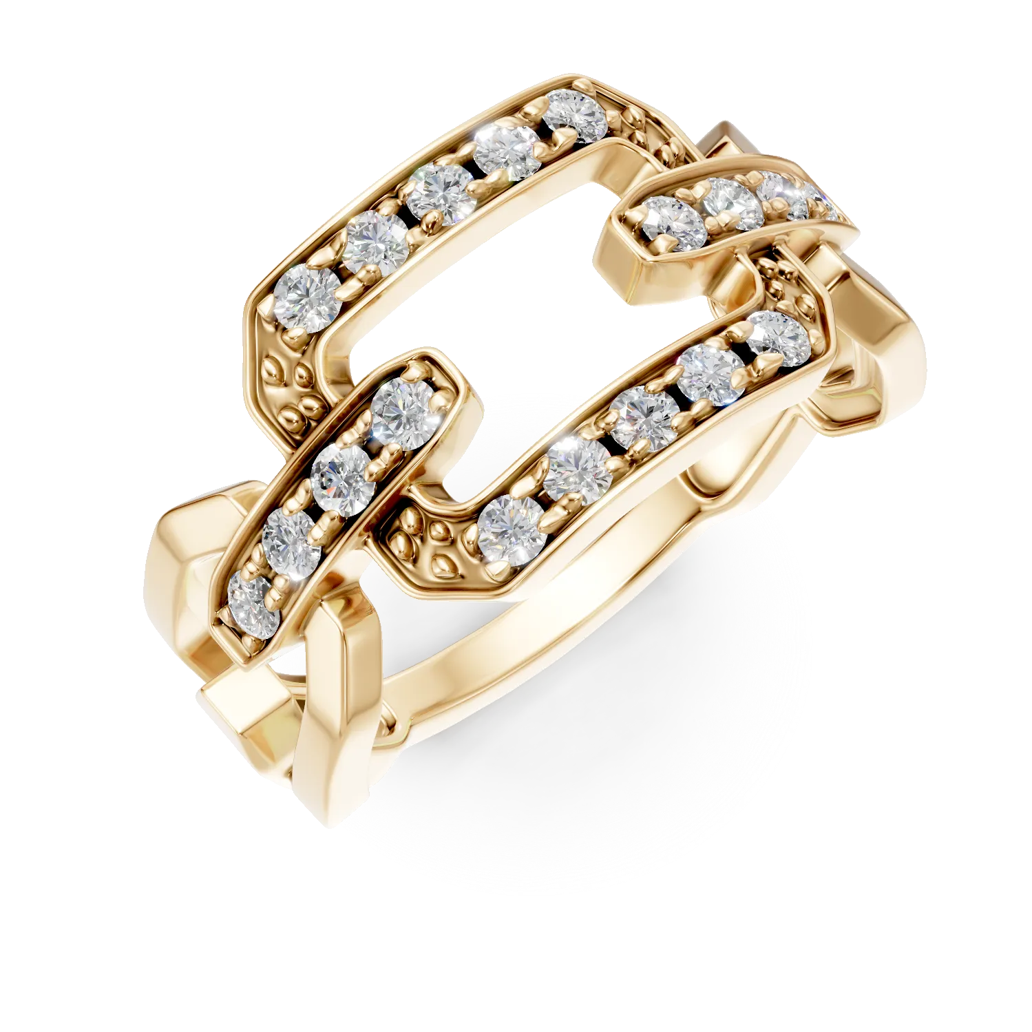 Inel geometric din aur galben cu diamante de 0.51ct