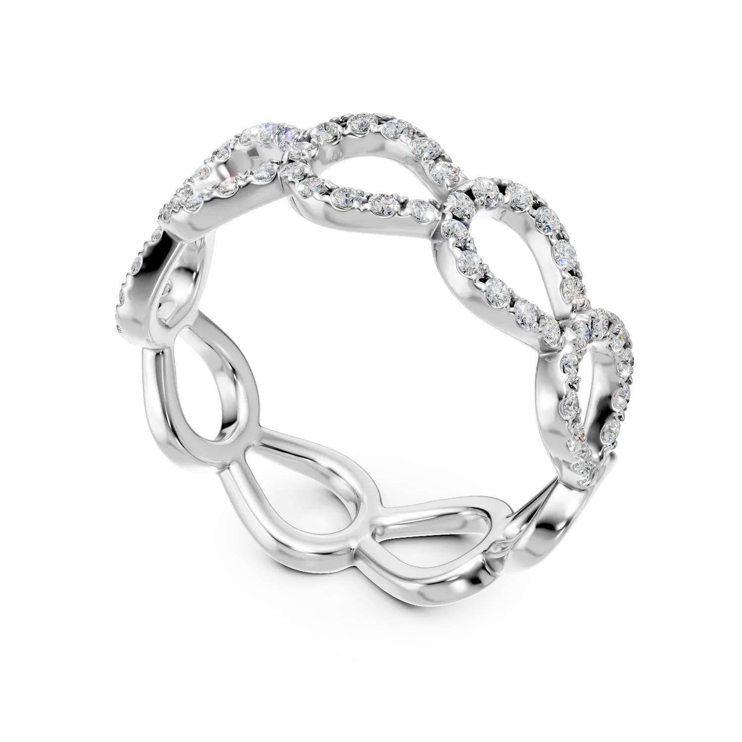 Inel din aur alb cu diamante microsetting de 0.45ct - imagine 2