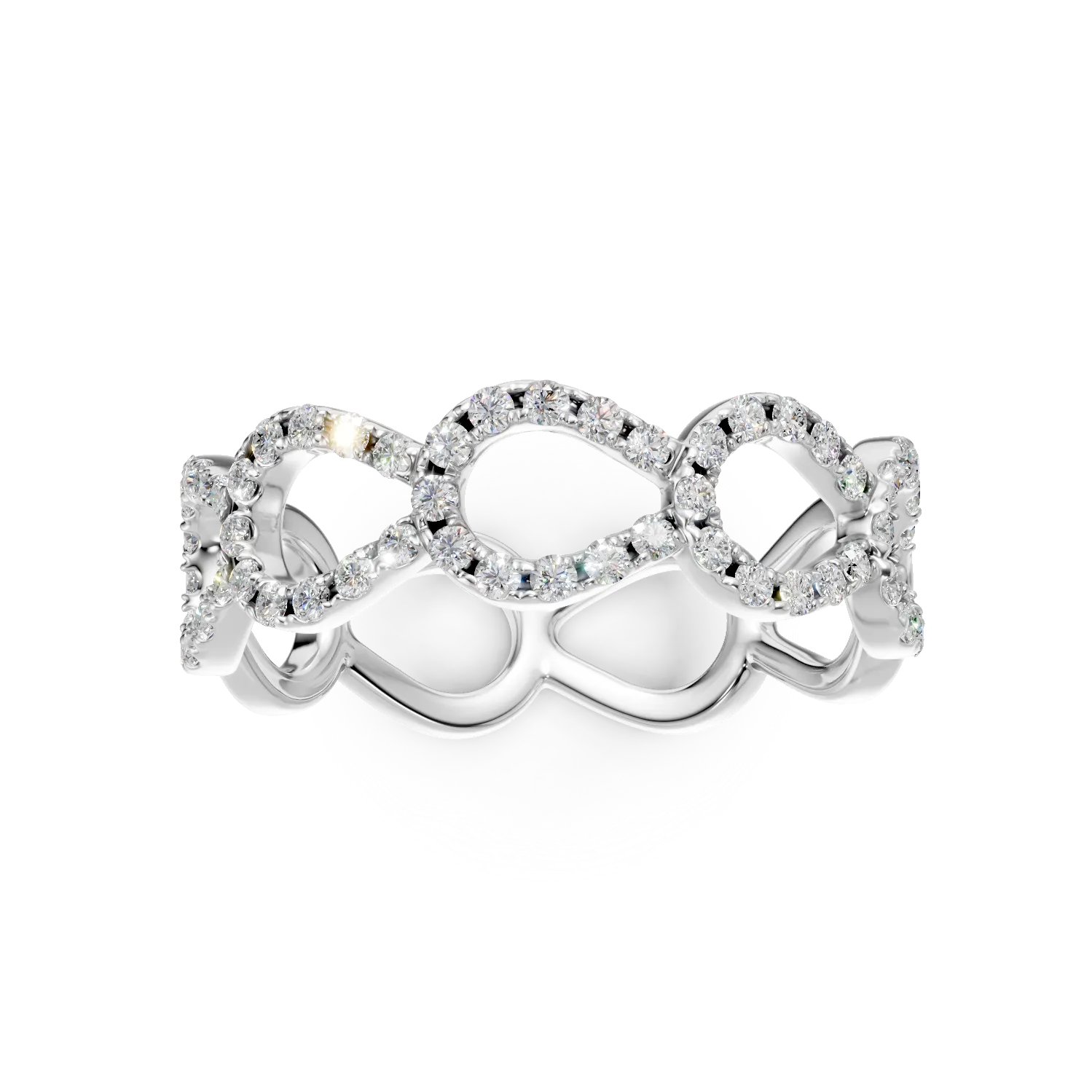 Inel din aur alb cu diamante microsetting de 0.45ct - imagine 3