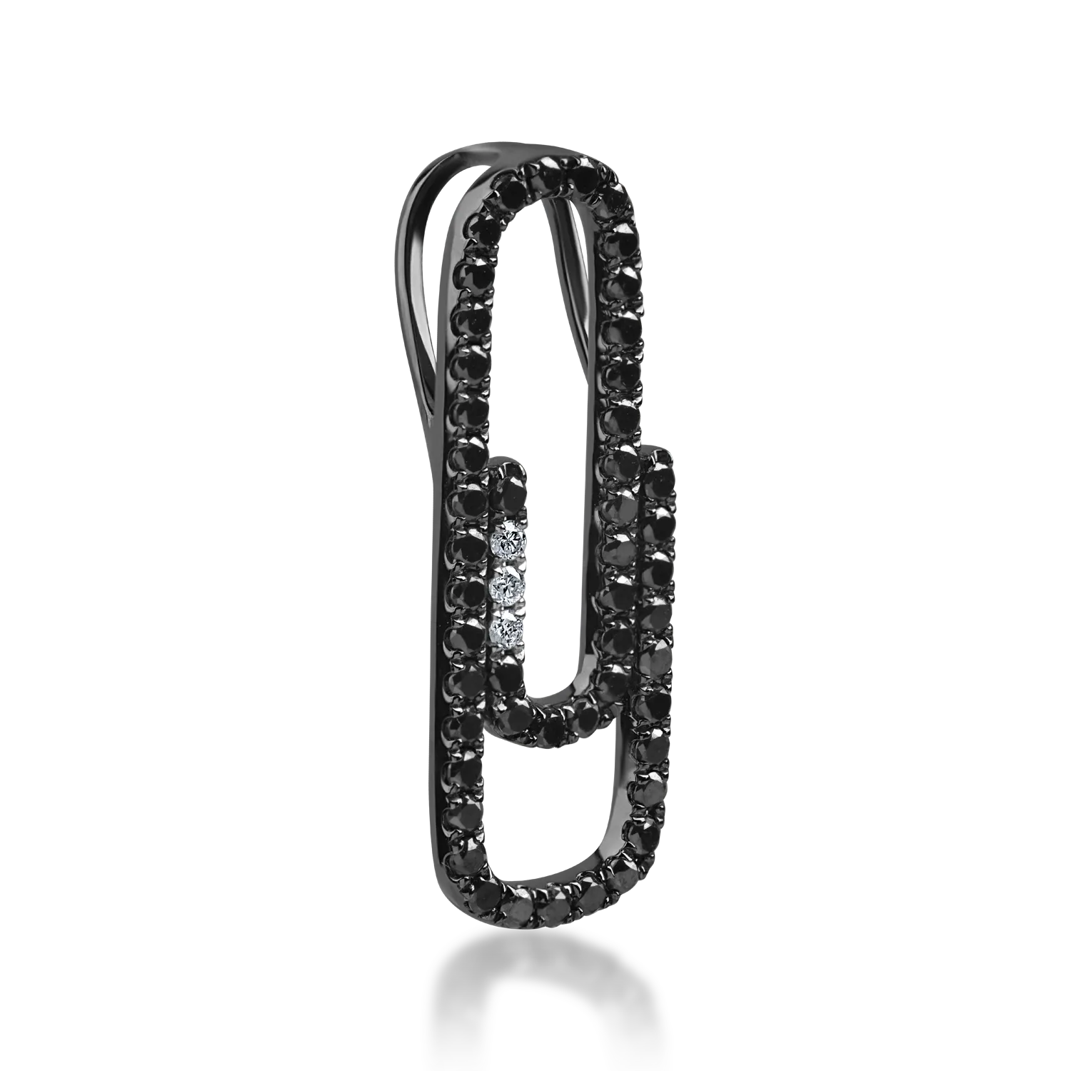 White and black gold pendant with black diamonds 0.4ct and clear diamonds 0.02ct