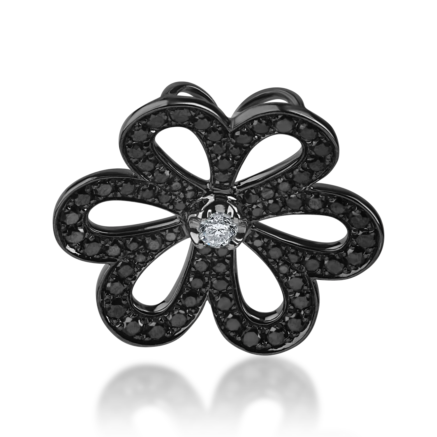 White and black gold pendant with a clear diamond 0.04ct and black diamonds 0.45ct-201112