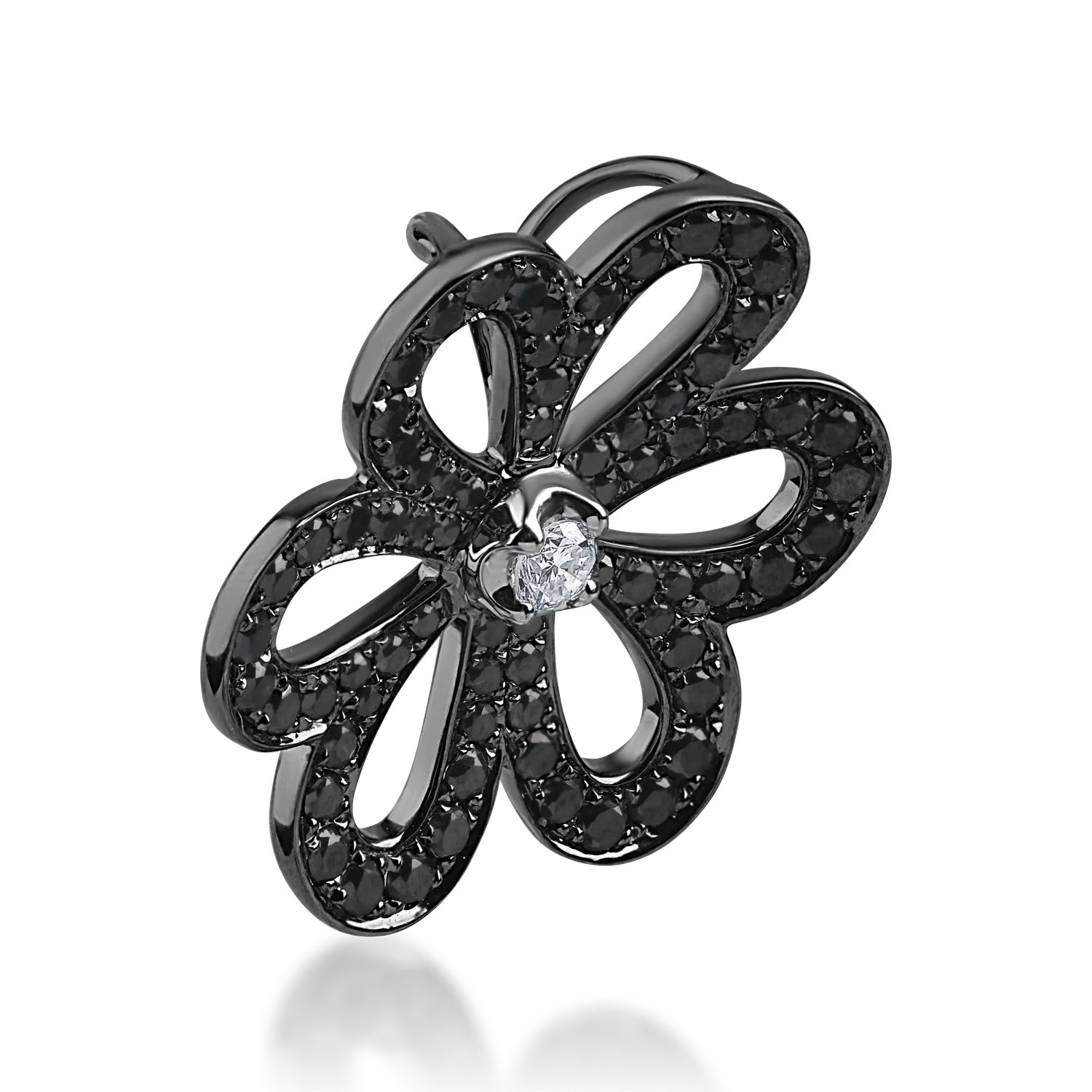 Pandantiv din aur alb negru cu un diamant incolor de 0.04ct si diamante negre 0.45ct - imagine 2