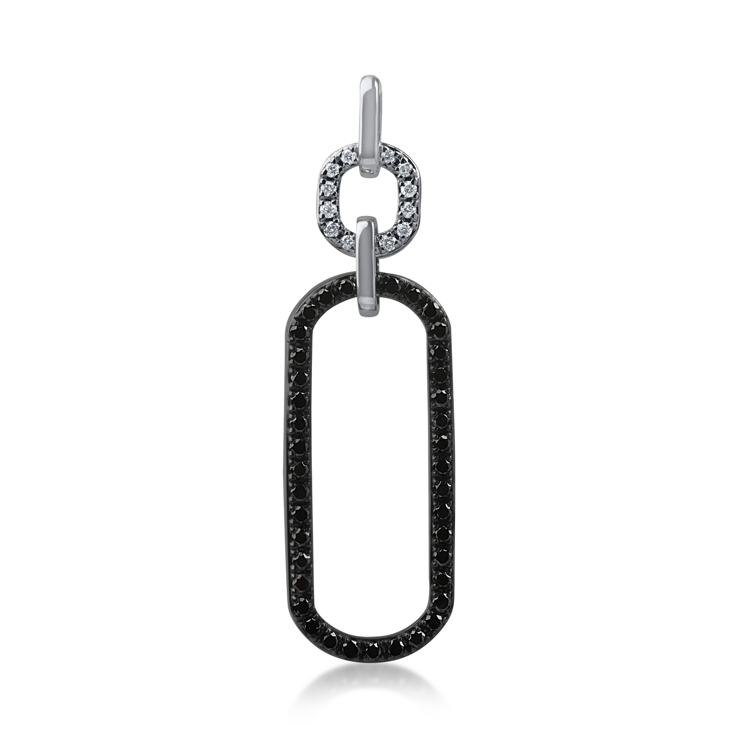 White and black gold geometric pendant with black diamonds 0.3ct and clear diamonds 0.05ct-201118