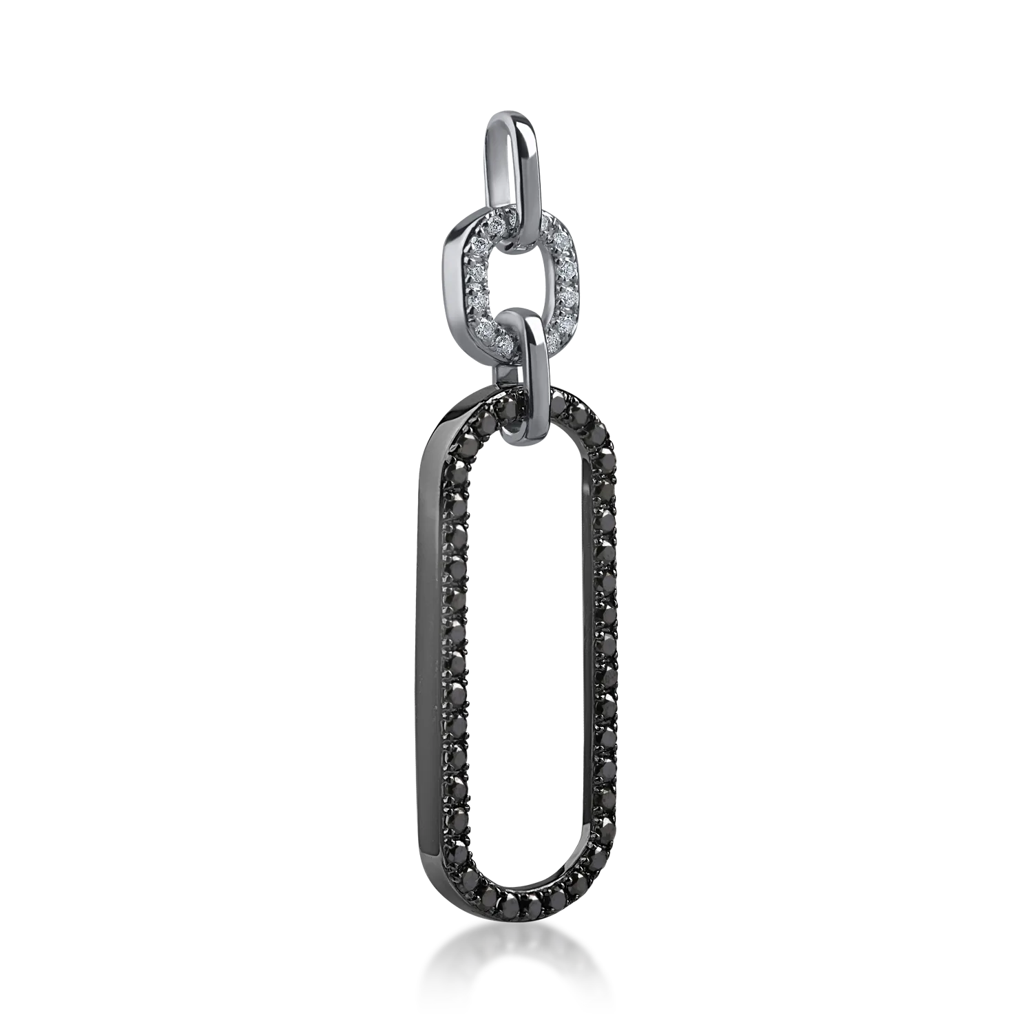 White and black gold geometric pendant with black diamonds 0.3ct and clear diamonds 0.05ct