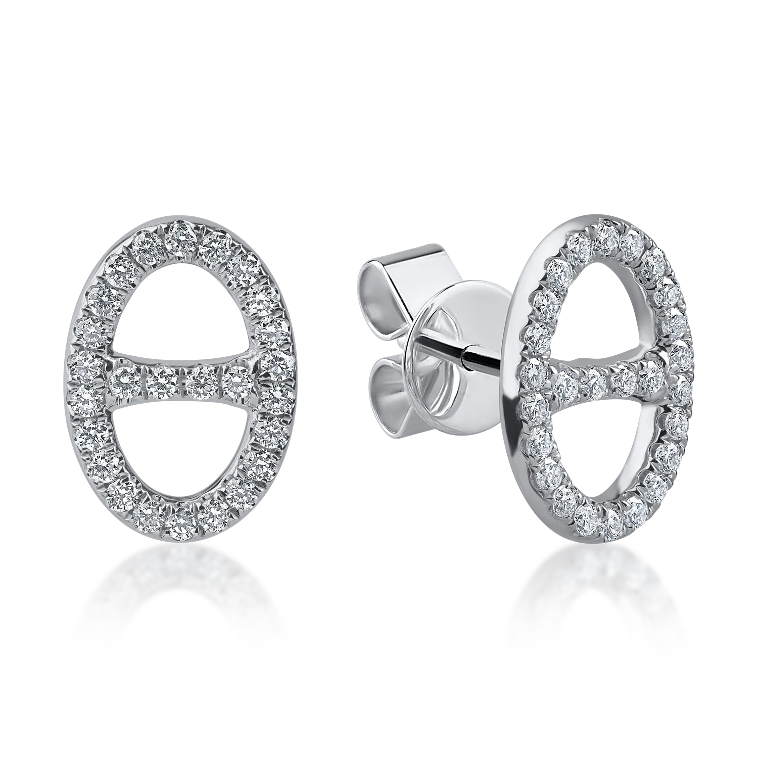 Cercei geometrici din aur alb cu diamante de 0.49ct