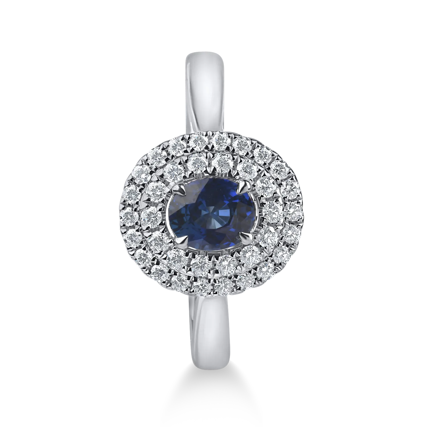 Inel din aur alb cu un safir oval de 0.58ct si diamante de 0.26ct - imagine 2