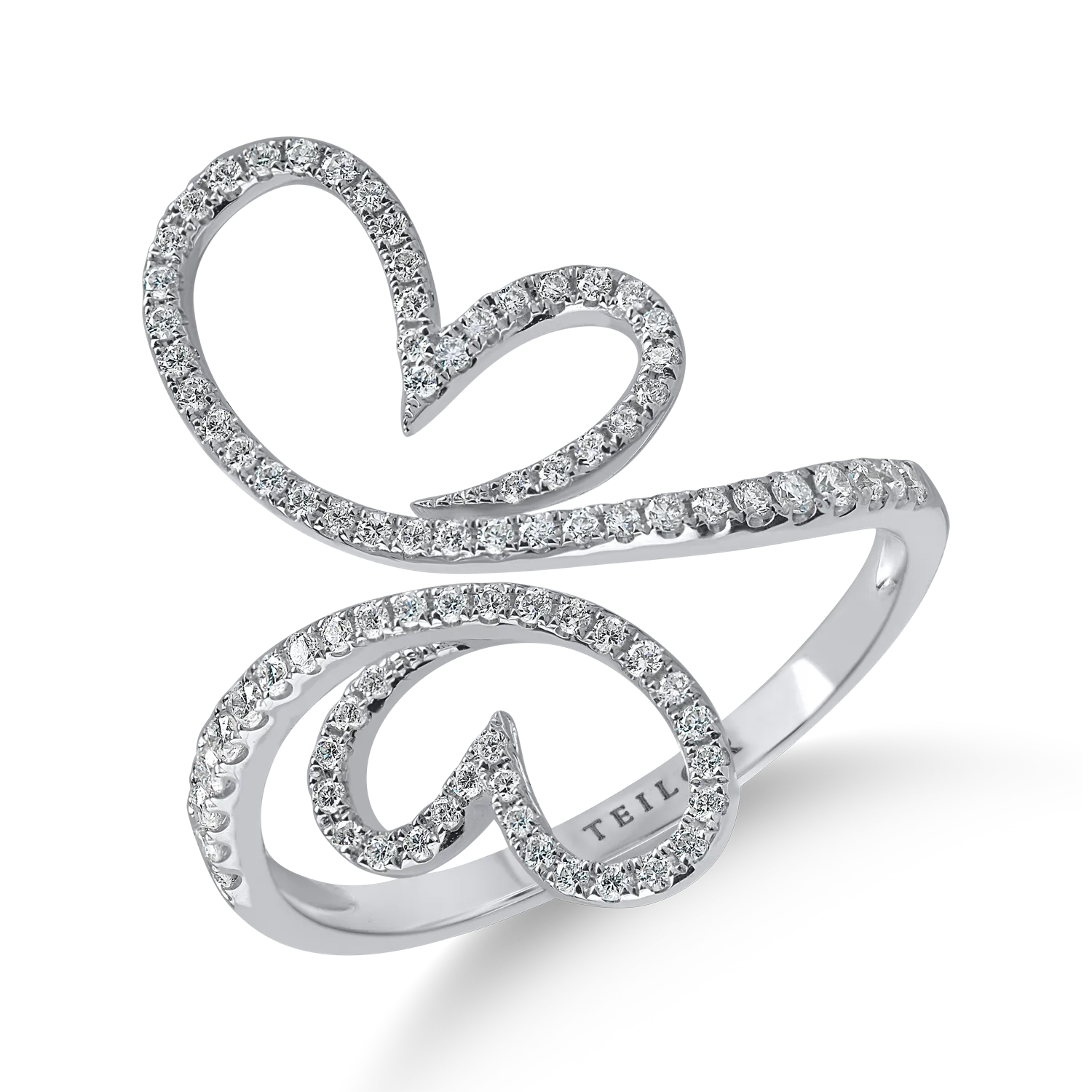 Inel fluture din aur alb cu diamante de 0.3ct