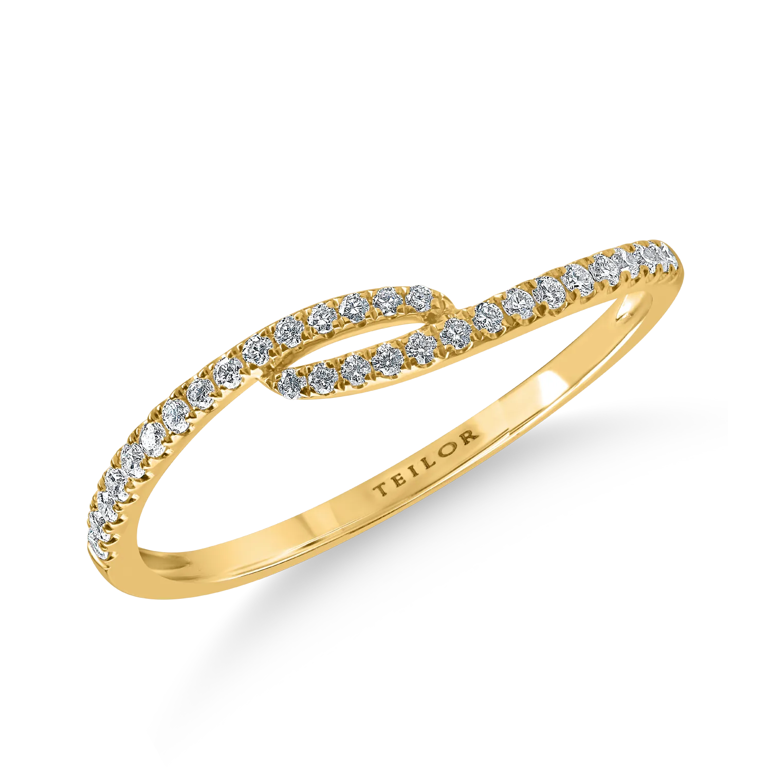 Inel minimalist din aur galben cu diamante de 0.12ct
