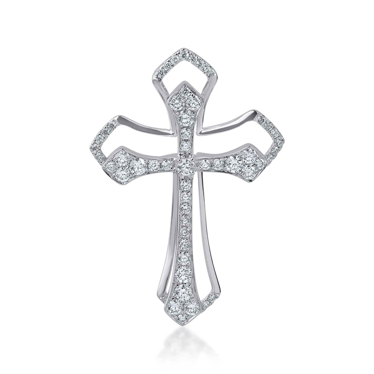 Pandantiv cruce din aur alb cu diamante de 0.8ct - imagine 4