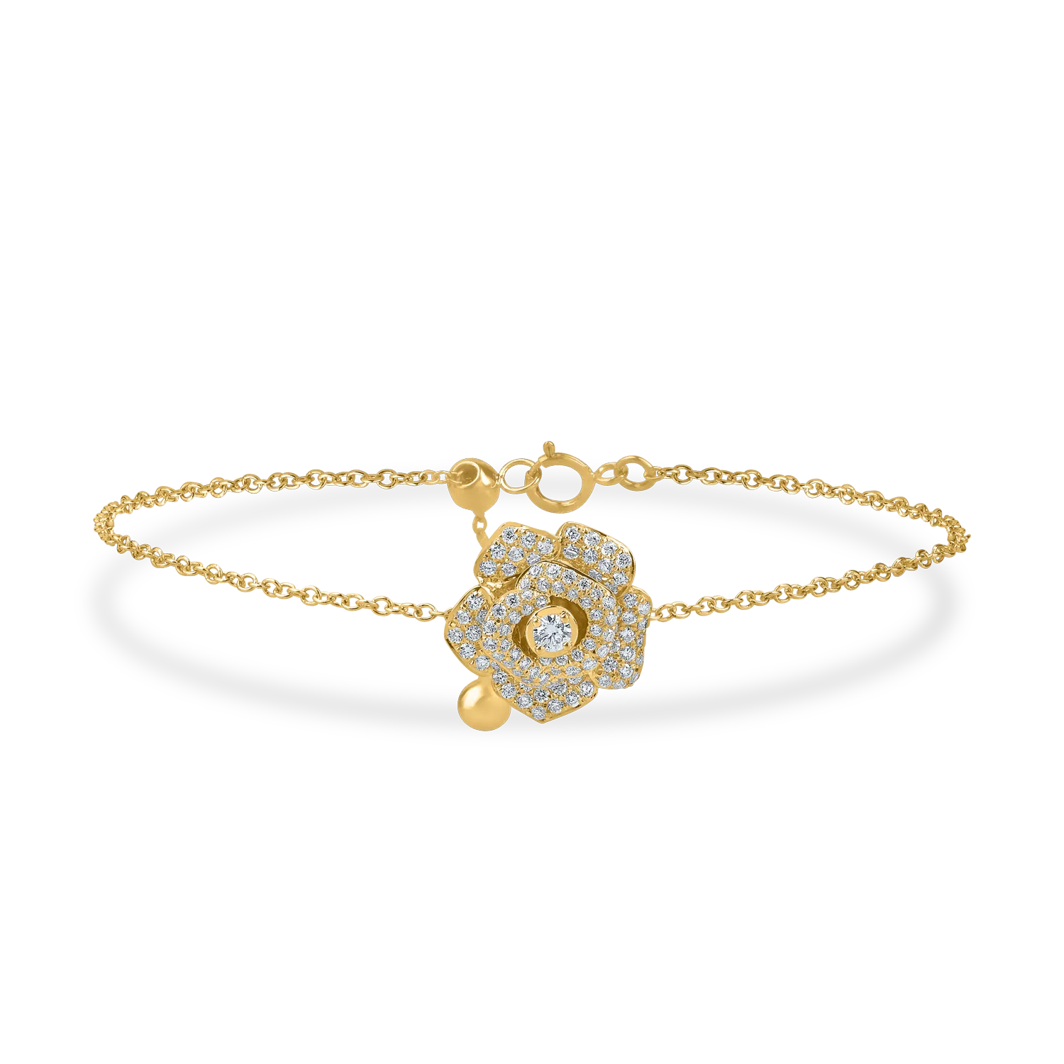 Sarga arany karkoto virag medallal es 0.43ct gyemantokkal-201287