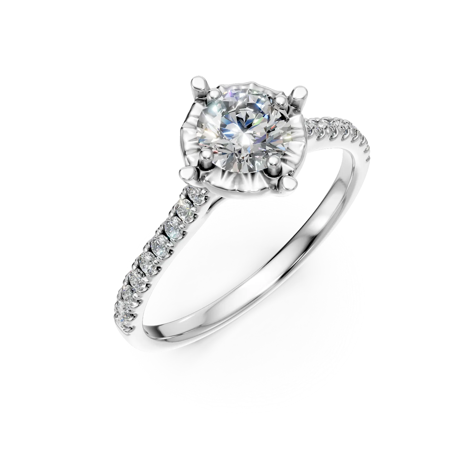 Pierścionek zaręczynowy z białego złota z centralnym diamentem 0.35ct i diamentami 0.16ct-201420