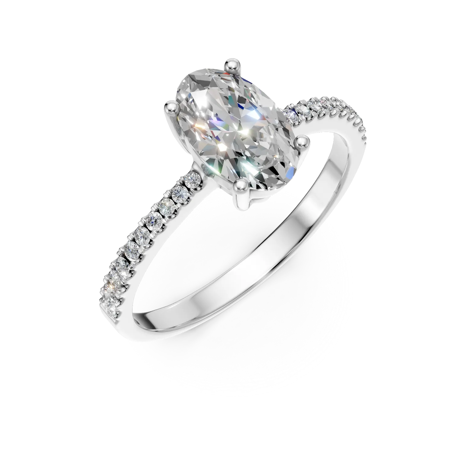 Pierścionek zaręczynowy z białego złota z centralnym owalnym diamentem 0.9ct i diamentami 0.16ct-201427