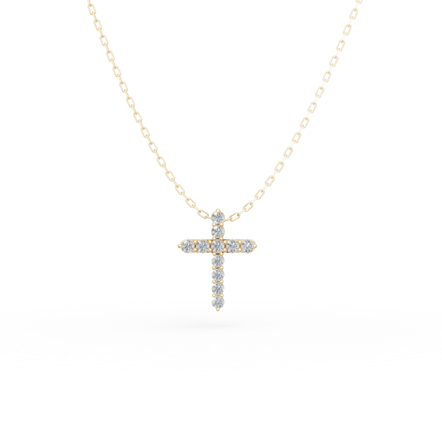 Lant cu pandantiv cruce din aur galben cu diamante de 0.1ct