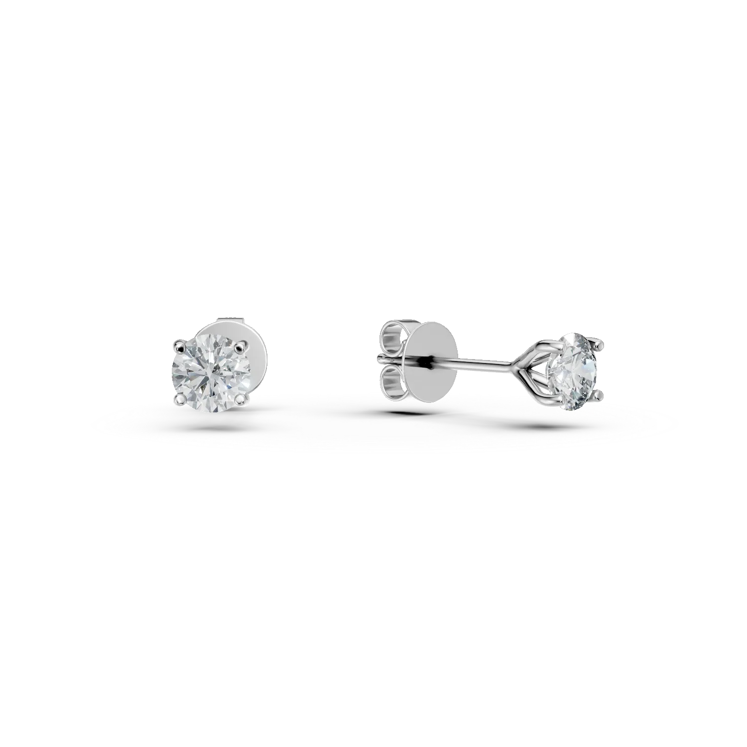 White gold solitaire earrings with diamonds 0.8ct