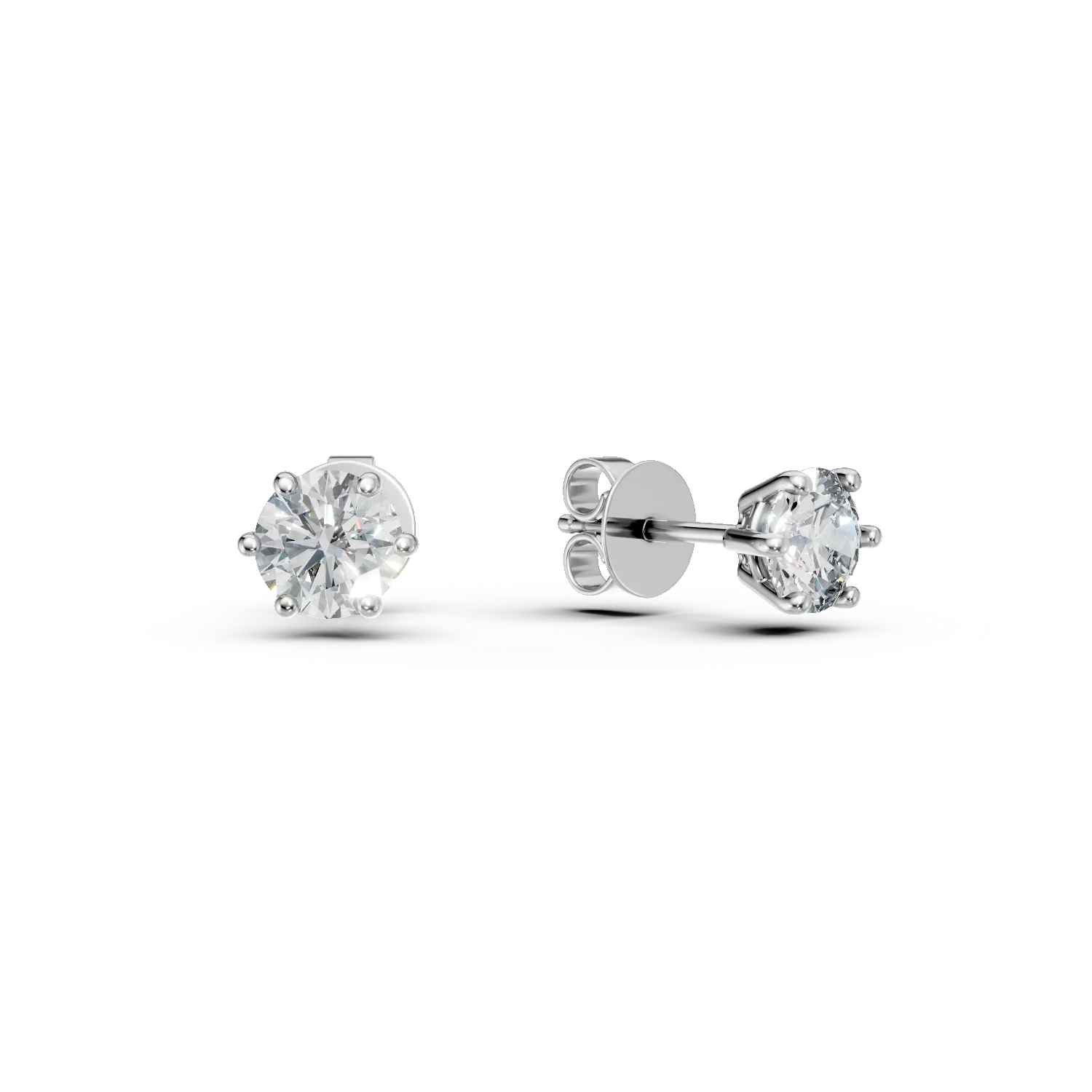 White gold solitaire earrings with diamonds 0.88ct