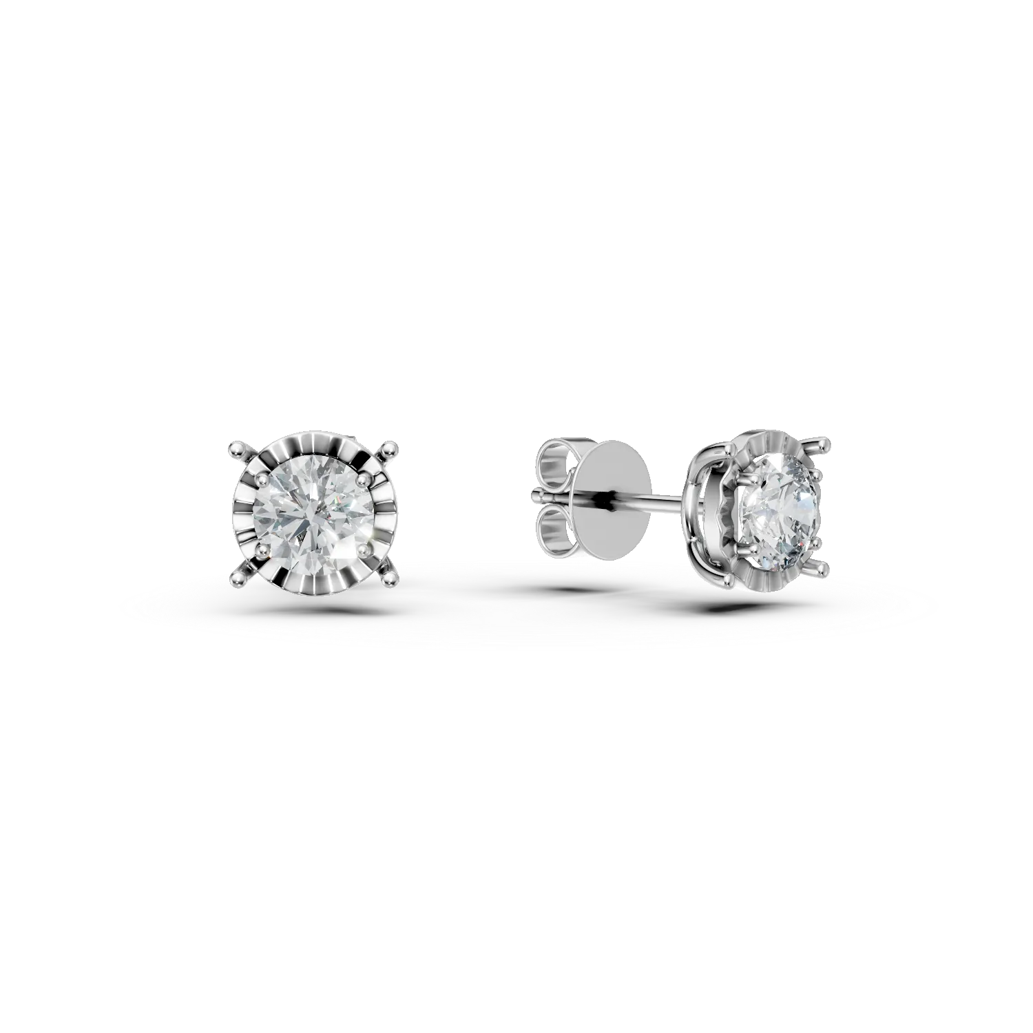 White gold solitaire earrings with diamonds 0.61ct