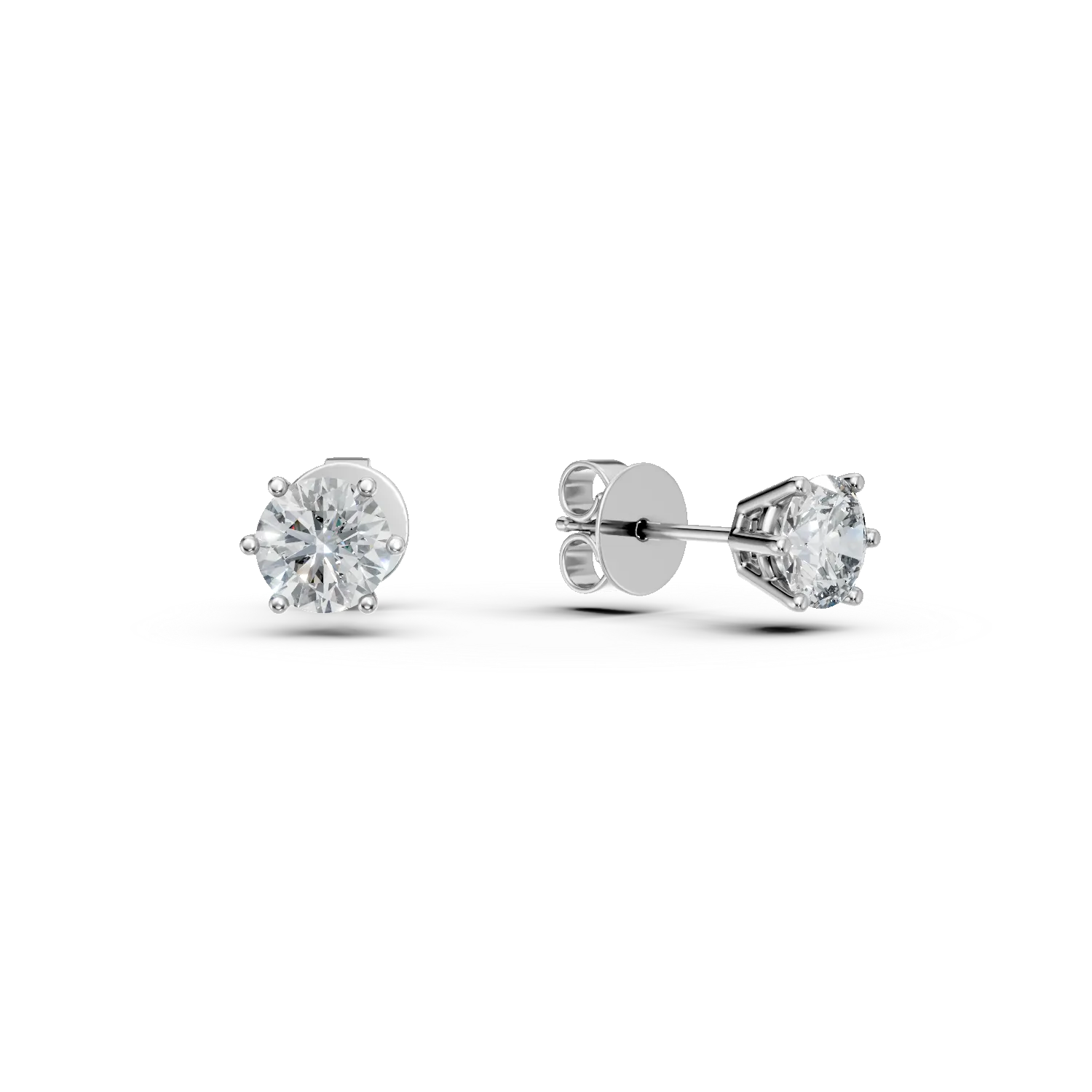White gold solitaire earrings with diamonds 1.04ct