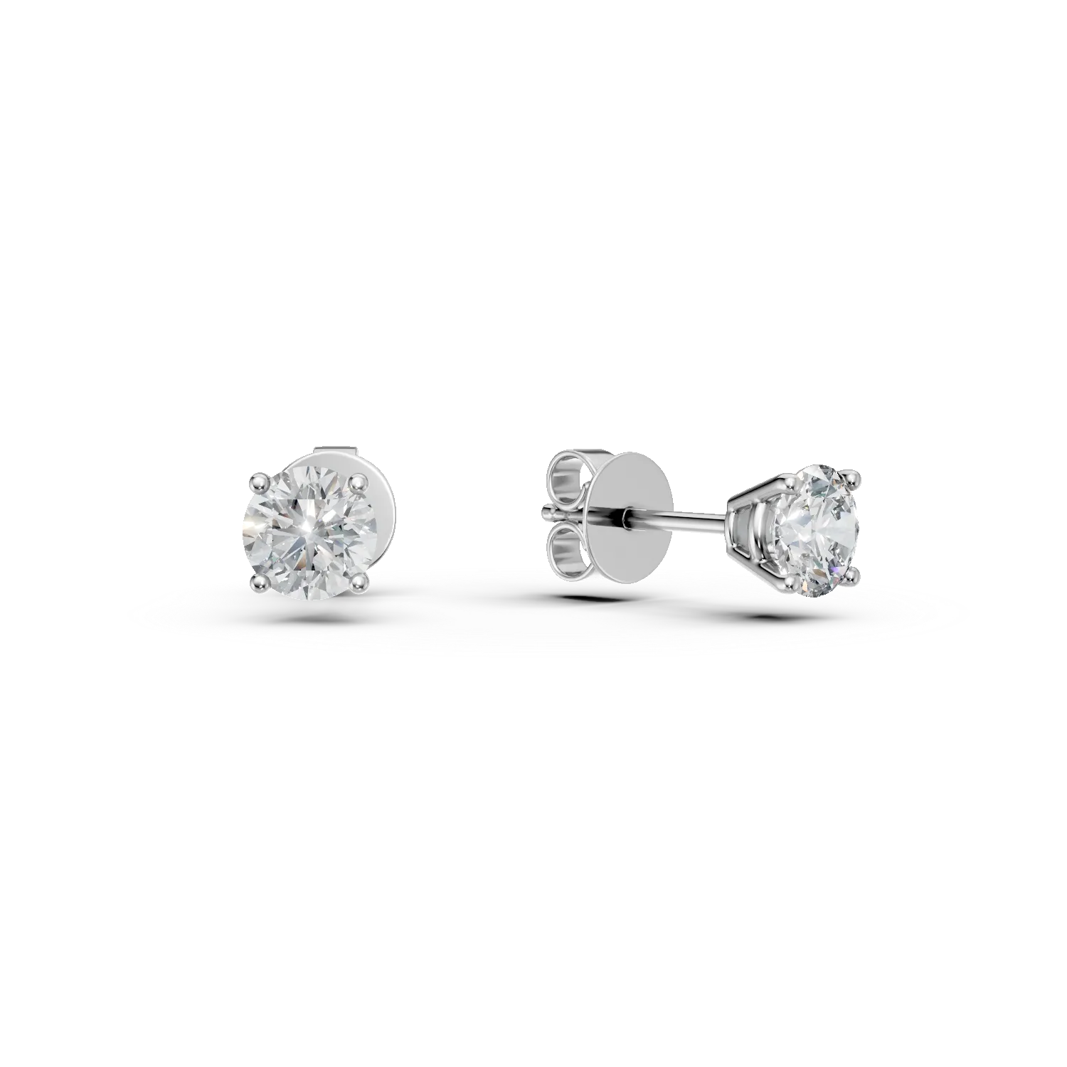White gold solitaire earrings with diamonds 1.06ct