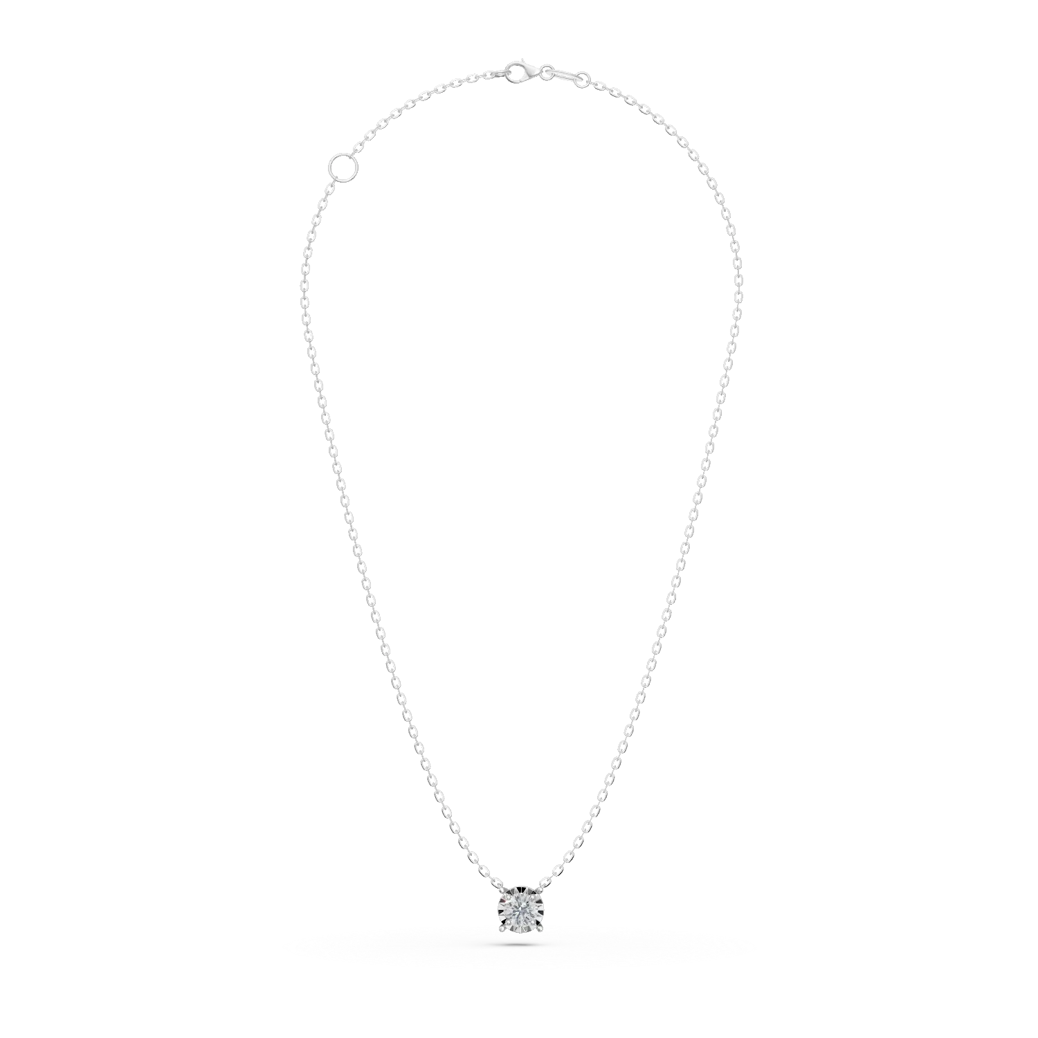 Naszyjnik z białego złota z zawieszką solitaire z diamentem 0.44ct