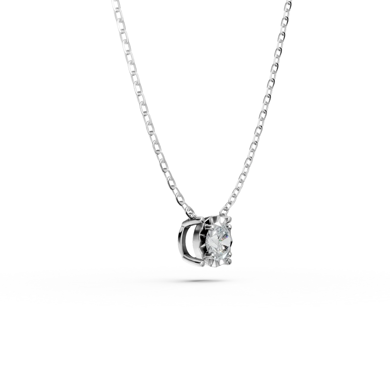 Naszyjnik z białego złota z zawieszką solitaire z diamentem 0.44ct