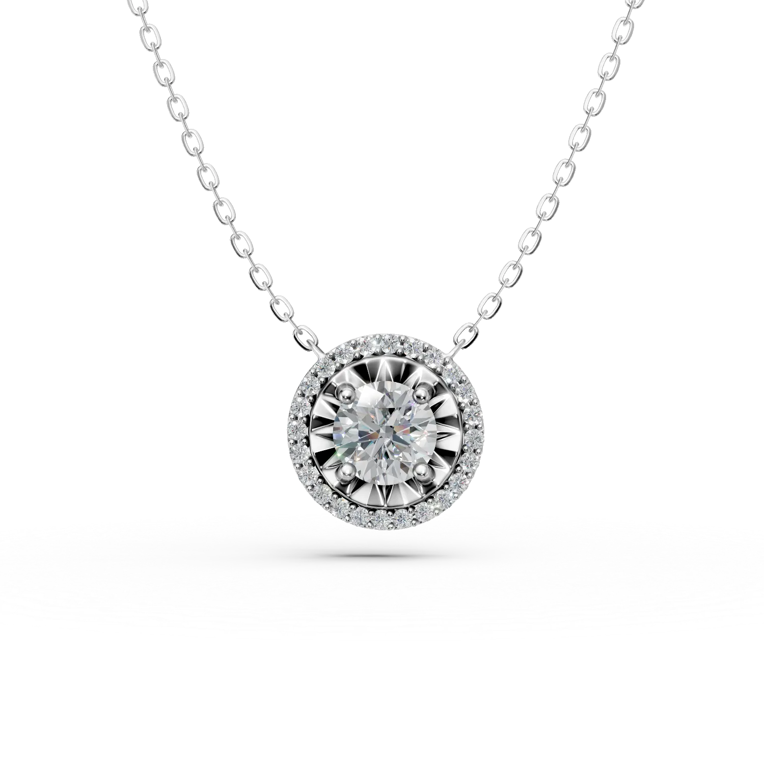 Naszyjnik z białego złota z okrągłą zawieszką z diamentami 0.68ct-201611