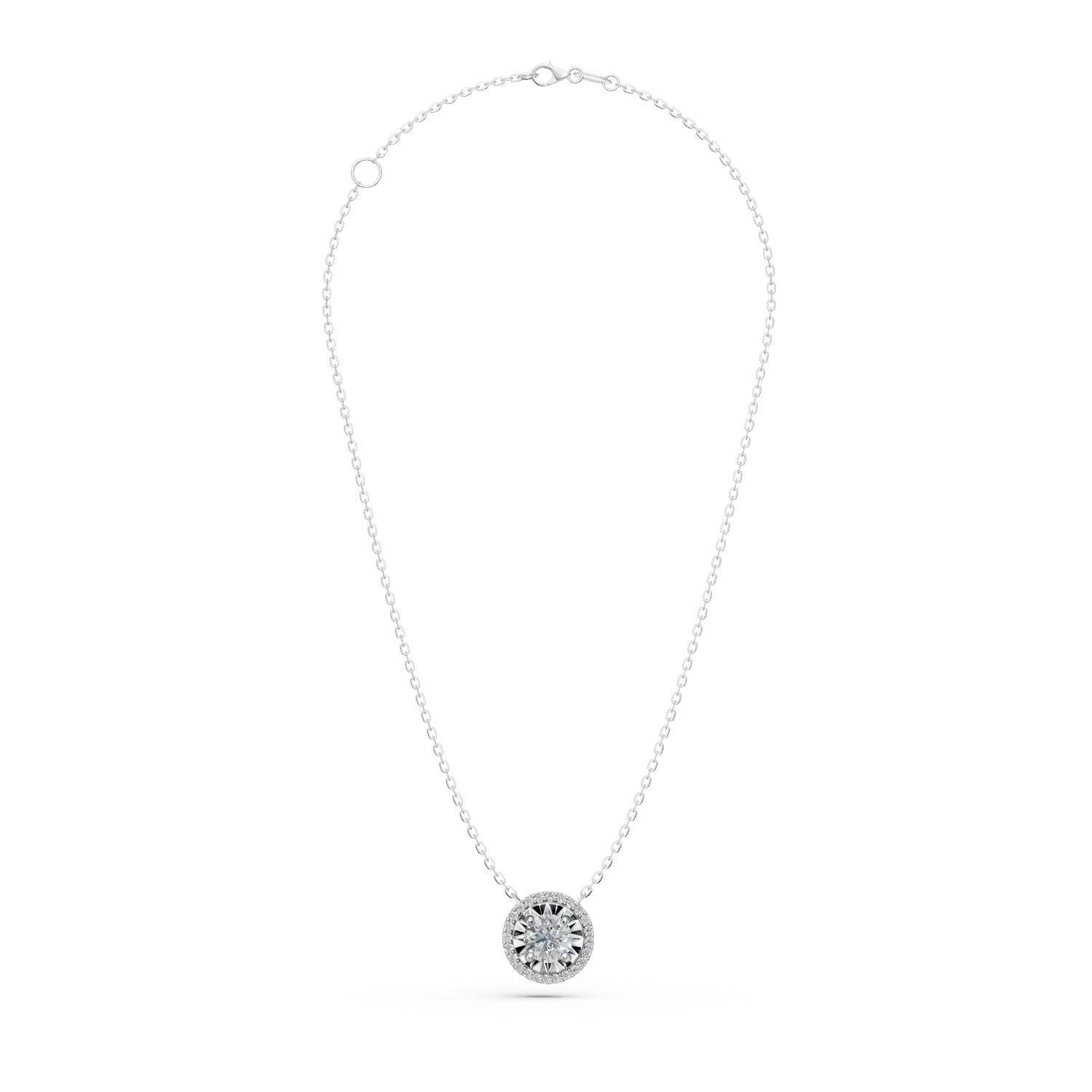 Naszyjnik z białego złota z okrągłą zawieszką z diamentami 0.68ct
