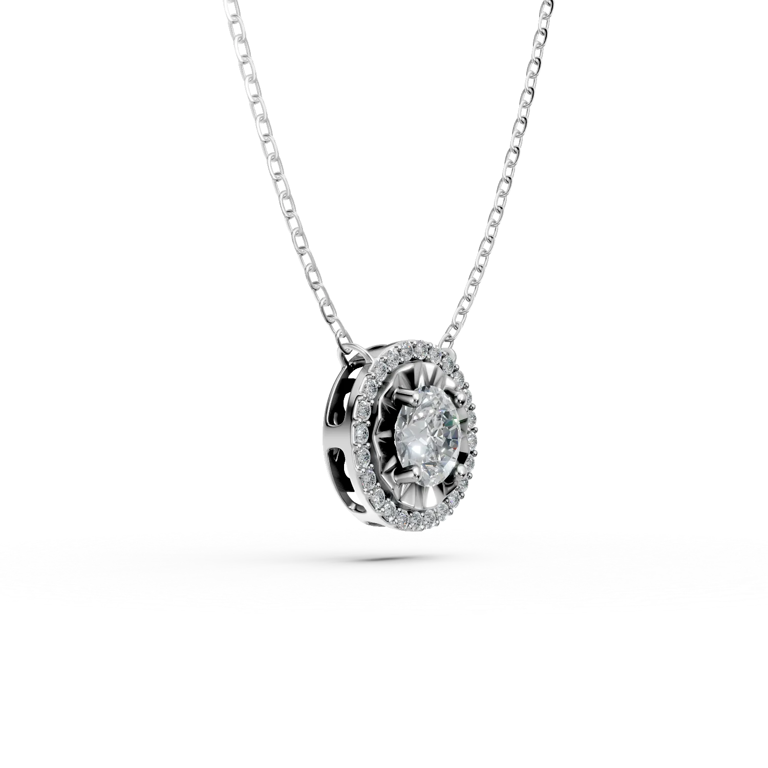 Naszyjnik z białego złota z okrągłą zawieszką z diamentami 0.68ct