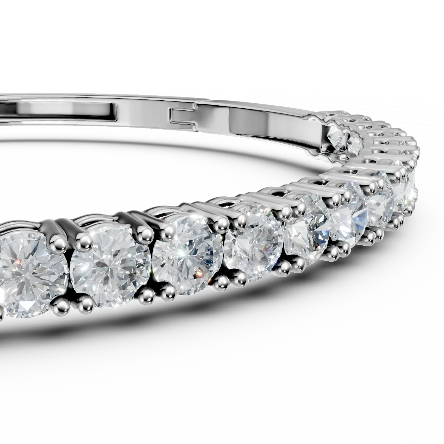 White gold bangle bracelet with diamonds 3.38ct