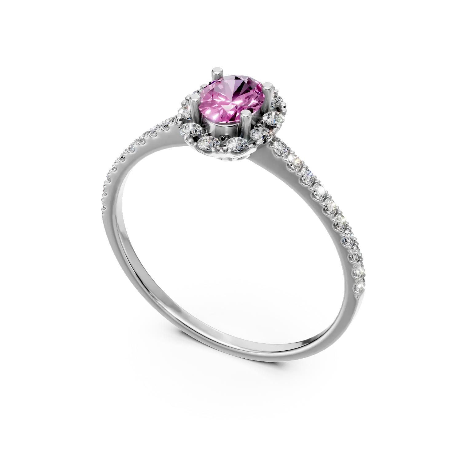 White gold ring with an oval ruby 0.41ct and diamonds 0.3ct