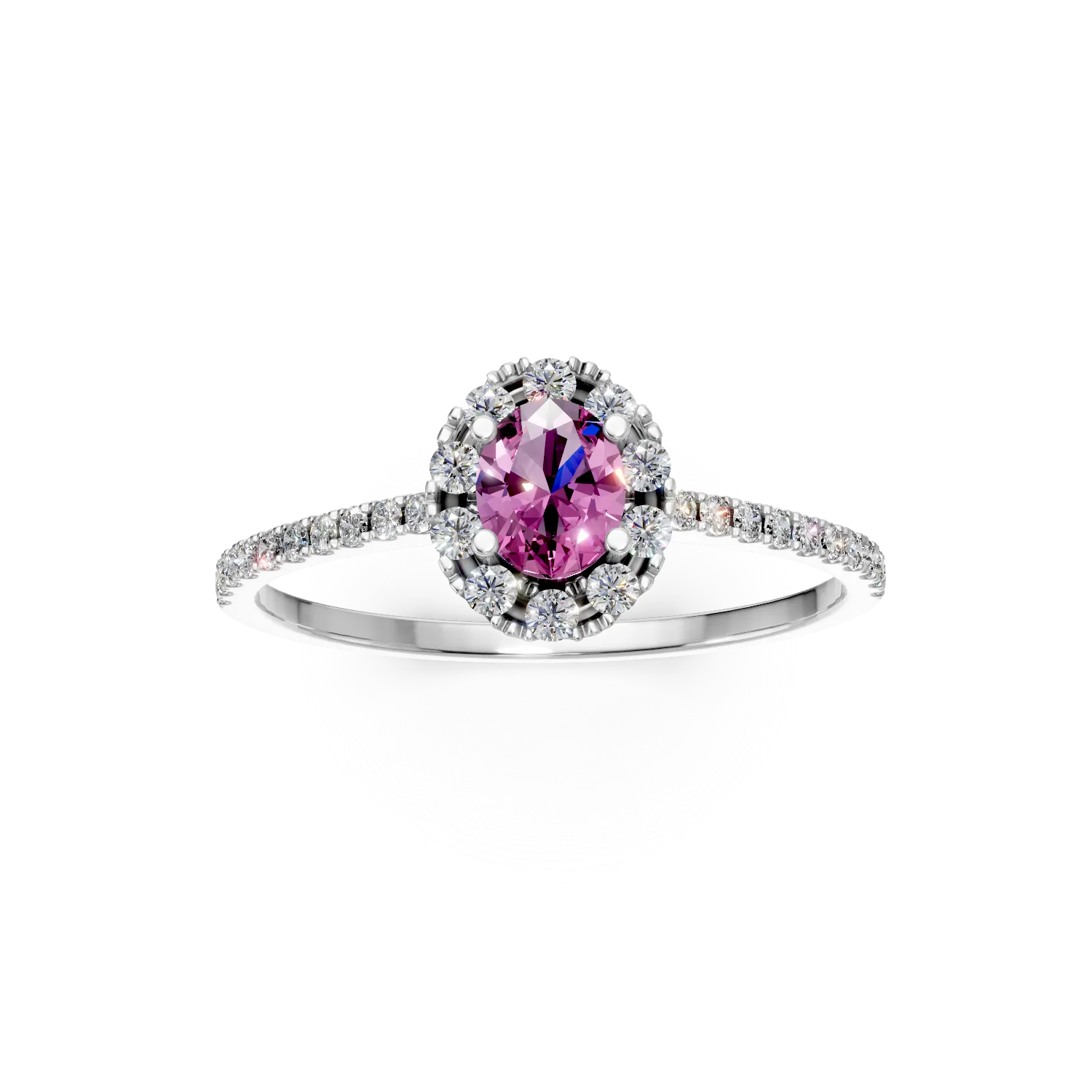 White gold ring with an oval ruby 0.41ct and diamonds 0.3ct