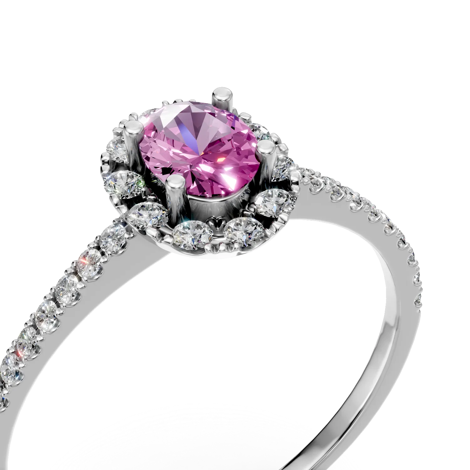White gold ring with an oval ruby 0.41ct and diamonds 0.3ct