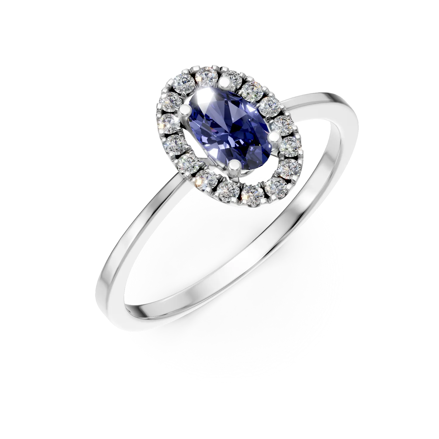 White gold ring with an oval sapphire 0.53ct and diamonds 0.18ct-201630