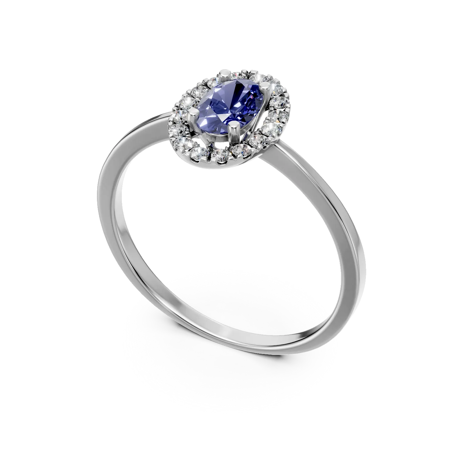White gold ring with an oval sapphire 0.53ct and diamonds 0.18ct